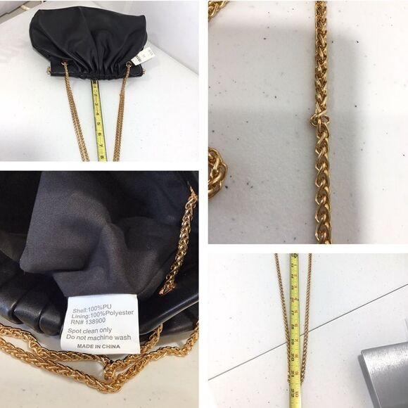 Anthropologie Black Faux Leather Convertible Handbag New - Picture 9 of 12